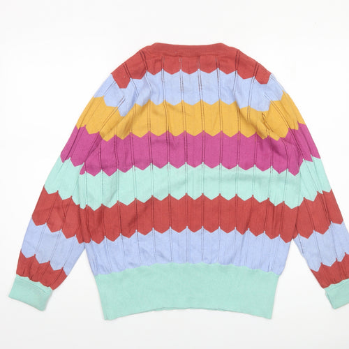 Gallery Women’s Multicoloured Crew Neck Cotton Blend Jumper Size M