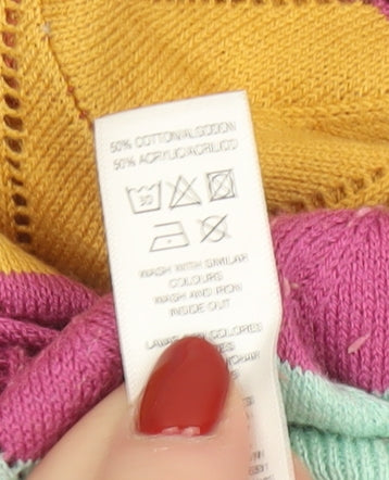 Gallery Women’s Multicoloured Crew Neck Cotton Blend Jumper Size M