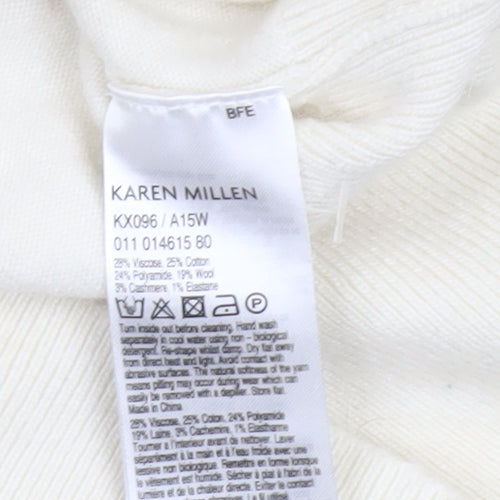 Karen Millen Women’s Ivory Roll Neck Cold Shoulder Jumper Size M