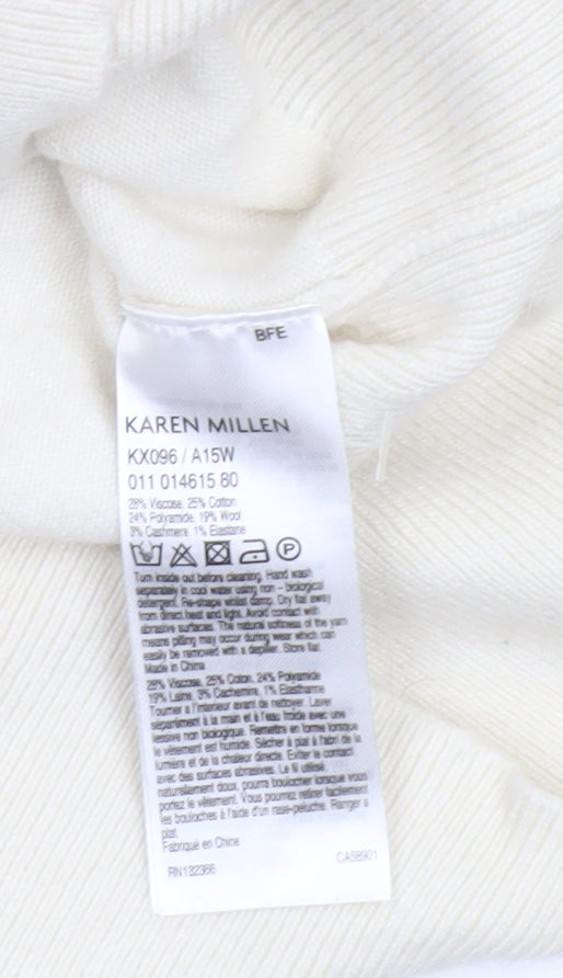 Karen Millen Women’s Ivory Roll Neck Cold Shoulder Jumper Size M
