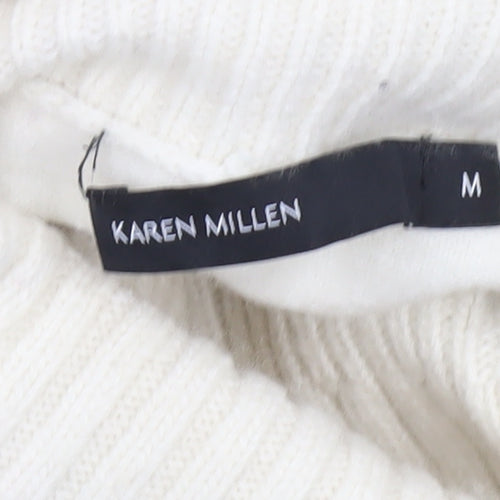 Karen Millen Women’s Ivory Roll Neck Cold Shoulder Jumper Size M