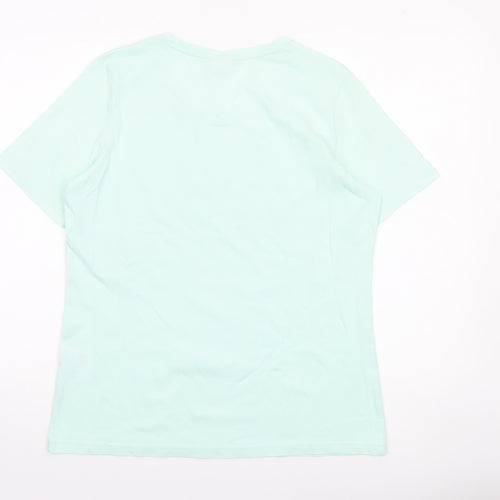 Damart Women’s Green Cotton Short Sleeve Basic T-Shirt Size 14/16