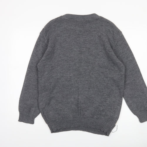 Whisper Men's Grey Christmas Reindeer Knit Pullover Jumper Size S