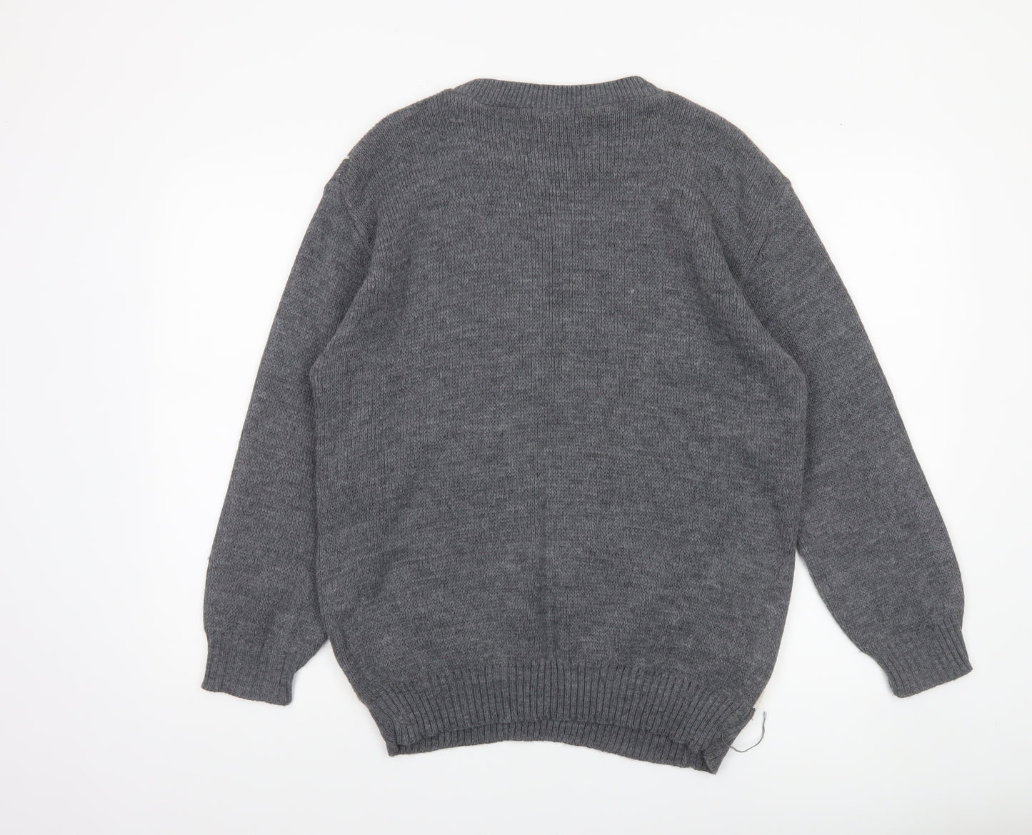 Whisper Men's Grey Christmas Reindeer Knit Pullover Jumper Size S