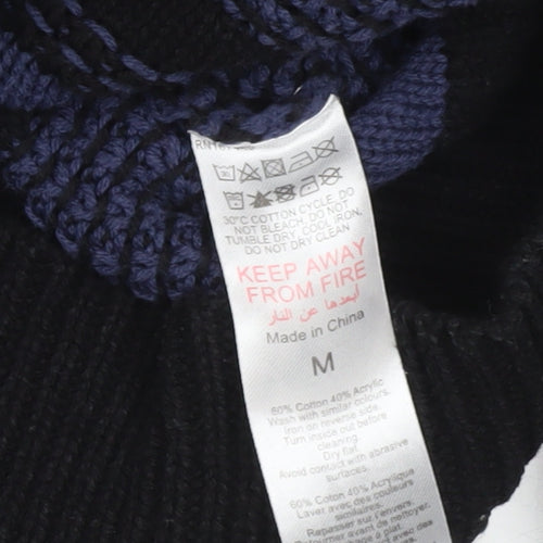 Oasis Women Blue Striped Ruffle Knit Jumper Size M