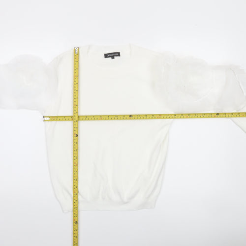 Cameo Rose Women’s White Puff Sleeve Knit Jumper Size S