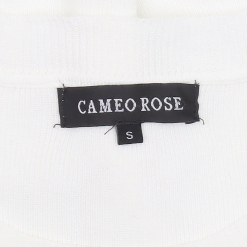 Cameo Rose Women’s White Puff Sleeve Knit Jumper Size S
