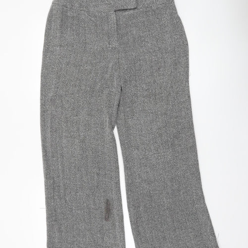 Next Petite Grey Herringbone Straight Trousers UK 14