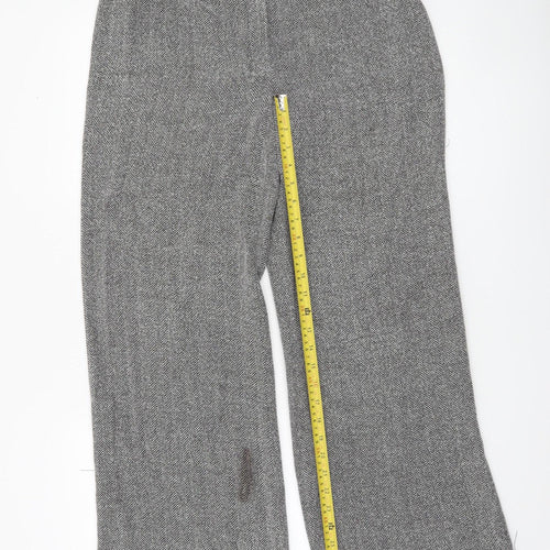 Next Petite Grey Herringbone Straight Trousers UK 14
