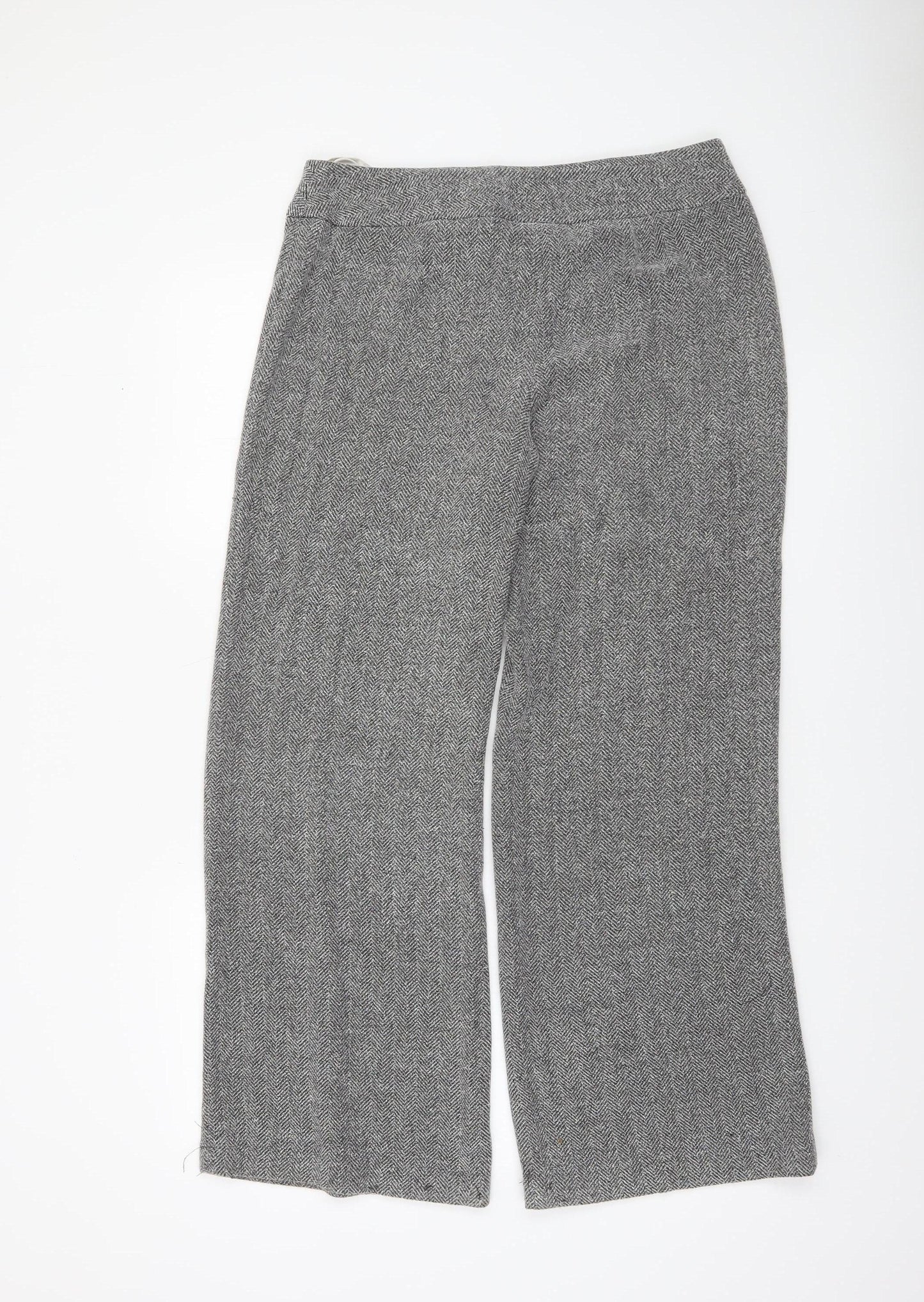 Next Petite Grey Herringbone Straight Trousers UK 14