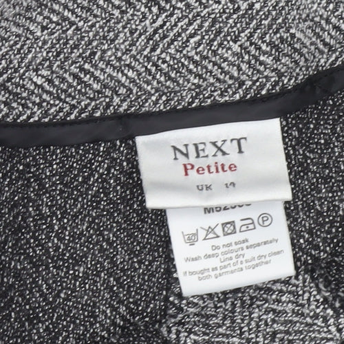 Next Petite Grey Herringbone Straight Trousers UK 14