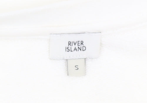River Island Women Ivory Faux Fur Trim Pullover Sweatshirt S