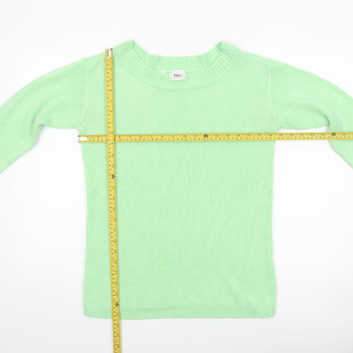 bpc Women's Green Acrylic Boat Neck Long Sleeve Pullover Jumper Size S