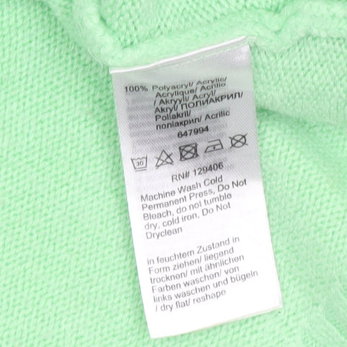 bpc Women's Green Acrylic Boat Neck Long Sleeve Pullover Jumper Size S