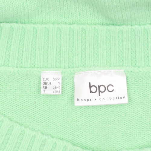 bpc Women's Green Acrylic Boat Neck Long Sleeve Pullover Jumper Size S