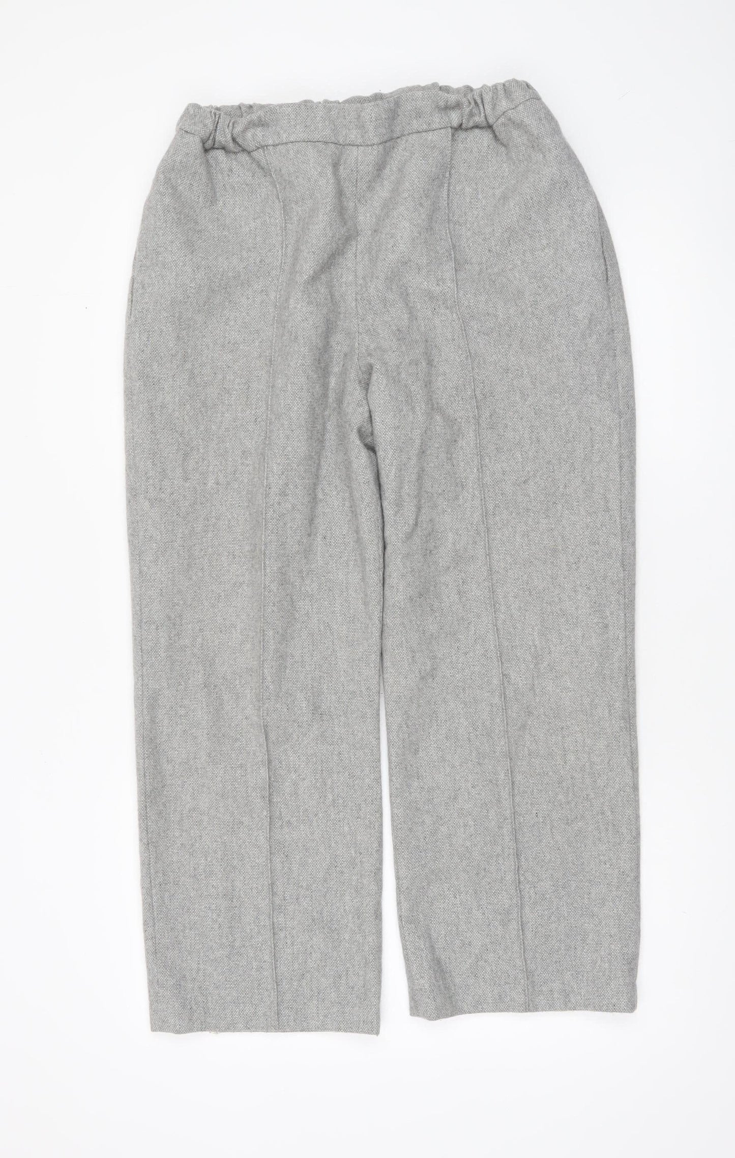 Cotswold Collections Women Grey Wool Blend Lined Straight Trousers Size 14