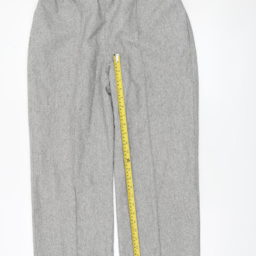 Cotswold Collections Women Grey Wool Blend Lined Straight Trousers Size 14