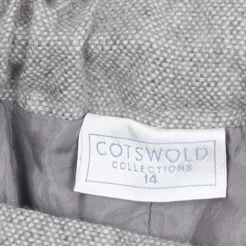 Cotswold Collections Women Grey Wool Blend Lined Straight Trousers Size 14