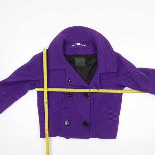 Roberto Verino Women’s Purple Wool Cropped Pea Coat Jacket Size 12