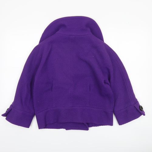 Roberto Verino Women’s Purple Wool Cropped Pea Coat Jacket Size 12