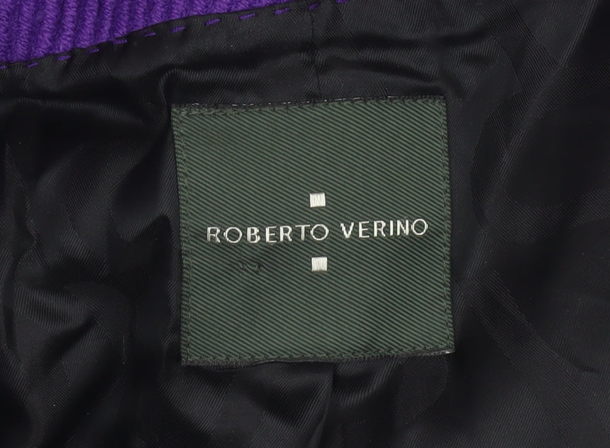 Roberto Verino Women’s Purple Wool Cropped Pea Coat Jacket Size 12