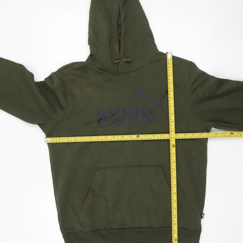 Puma Men's Green Pullover Hoodie Size S Logo Fleece Sweatshirt