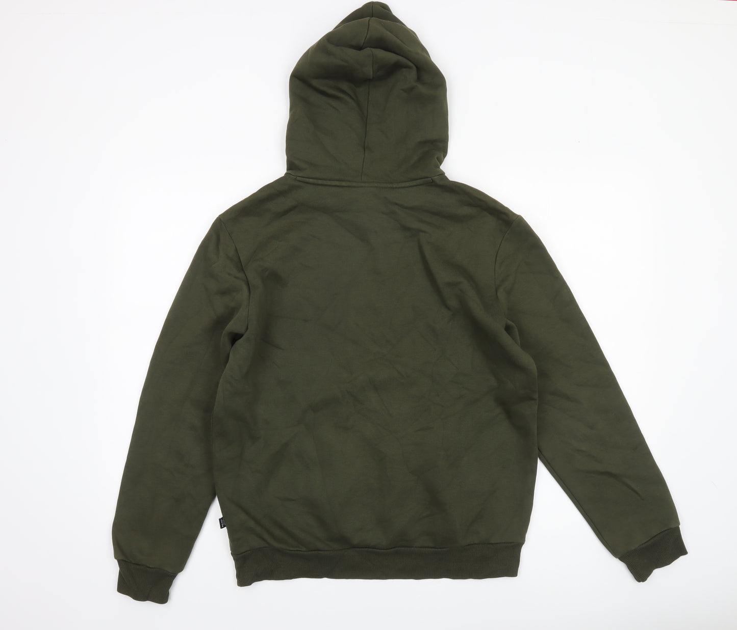 Puma Men's Green Pullover Hoodie Size S Logo Fleece Sweatshirt