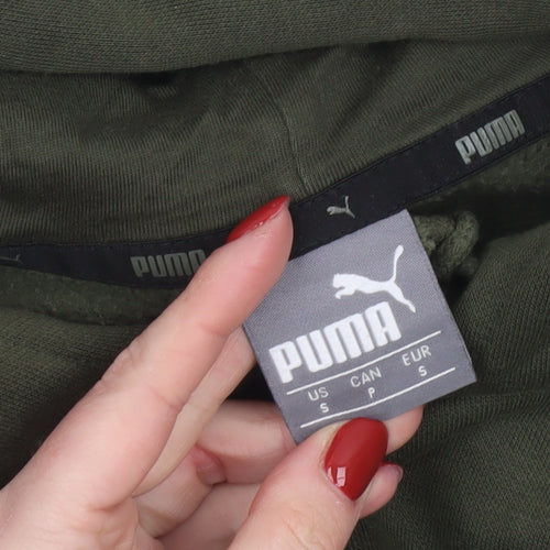 Puma Men's Green Pullover Hoodie Size S Logo Fleece Sweatshirt