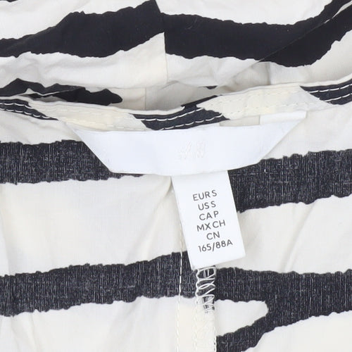 H&M Women Black Zebra Print Short Puff Sleeve Shift Dress M
