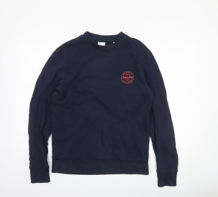 Jack & Jones Men's Blue Small Crew Neck Pullover Sweatshirt