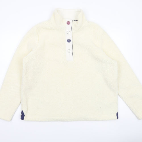 Arctic Storm Women Ivory Fleece Henley Sweatshirt L Warm Pullover