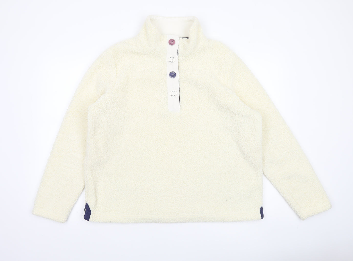 Arctic Storm Women Ivory Fleece Henley Sweatshirt L Warm Pullover