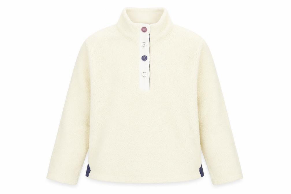 Front view of Arctic Storm Women Ivory Fleece Henley Sweatshirt L Warm Pullover