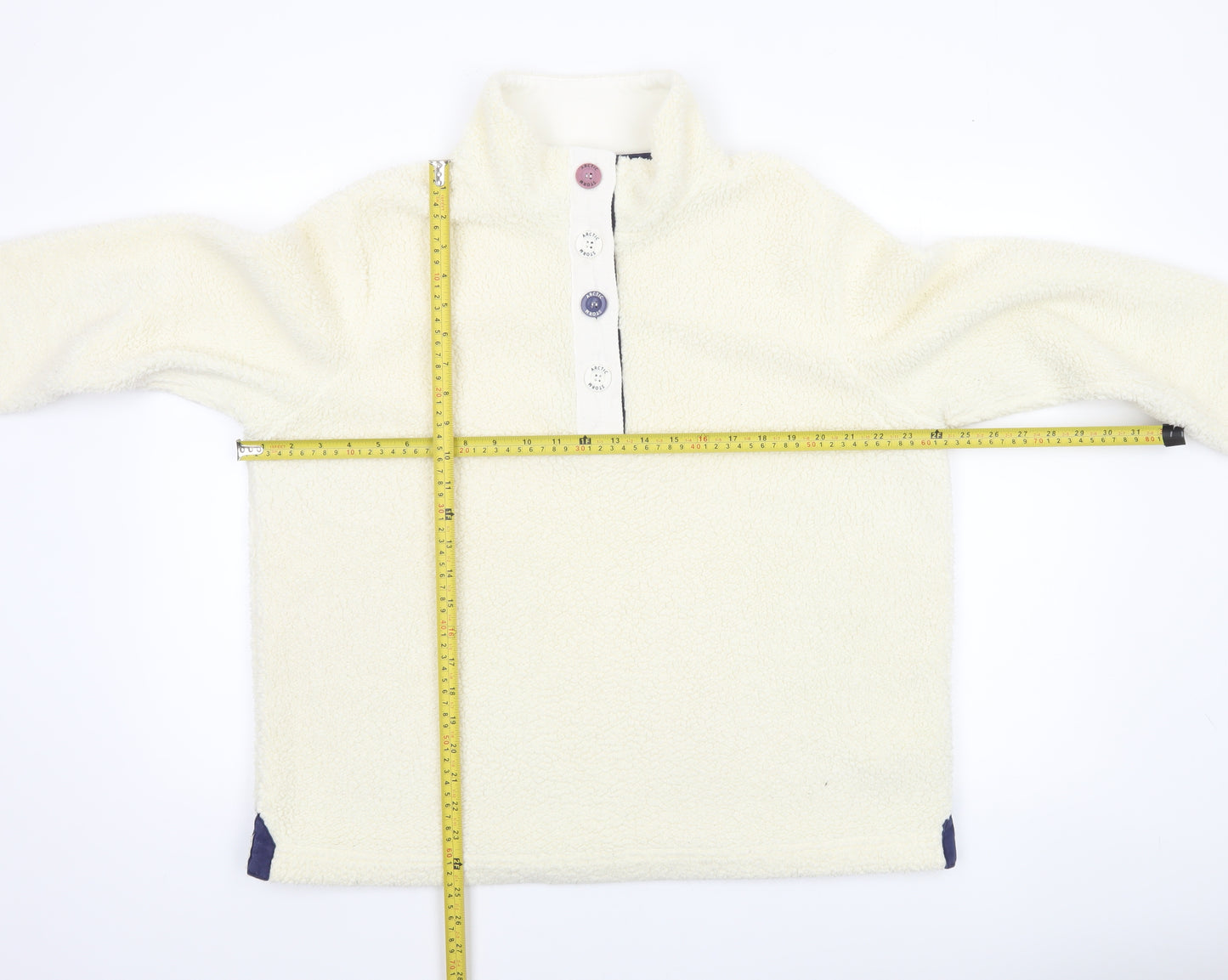 Arctic Storm Women Ivory Fleece Henley Sweatshirt L Warm Pullover