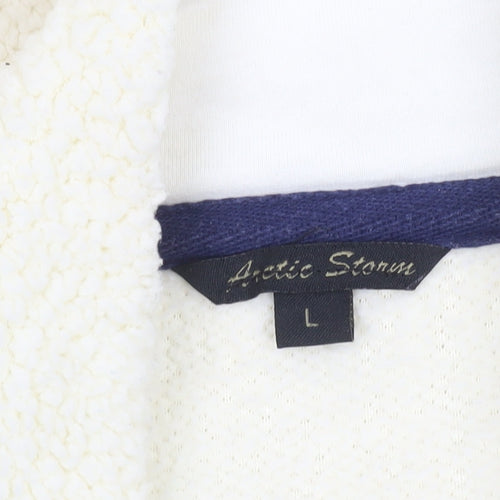 Arctic Storm Women Ivory Fleece Henley Sweatshirt L Warm Pullover