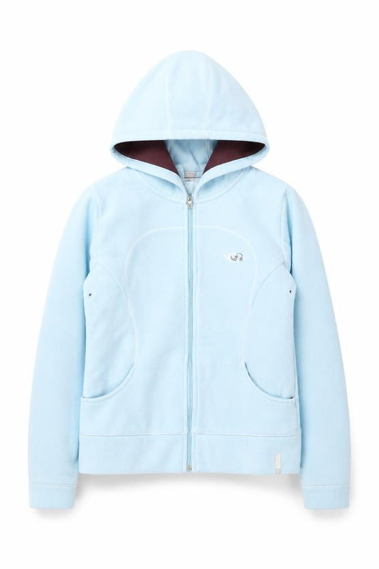 Front view of Domyos girls’ blue full zip fleece hoodie 12 years