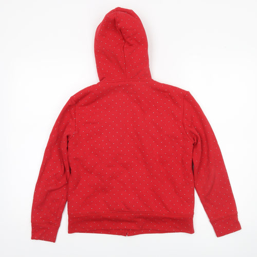 GAP Girls Red Glitter Polka Dot Full Zip Fleece Lined Hoodie XL 12-13 Years