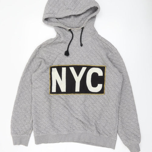Sofie Schnoor Women’s Grey Quilted NYC Pullover Hoodie Size M