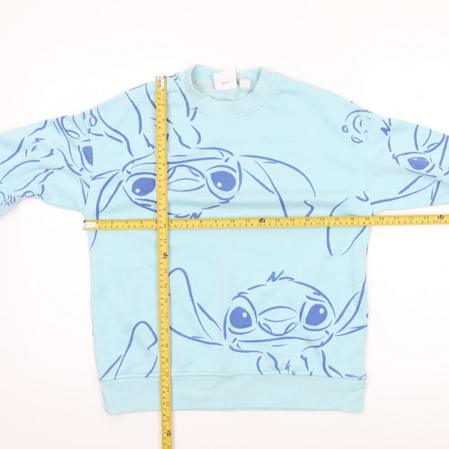 Disney Women’s Blue Stitch Sweatshirt 2XS Crew Neck Pullover