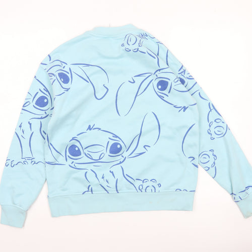 Disney Women’s Blue Stitch Sweatshirt 2XS Crew Neck Pullover