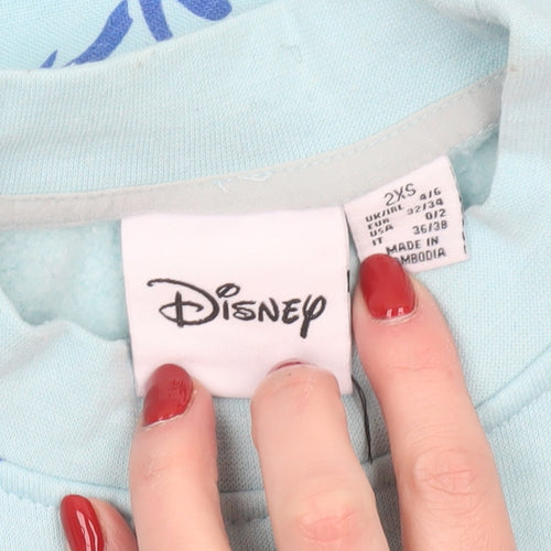 Disney Women’s Blue Stitch Sweatshirt 2XS Crew Neck Pullover