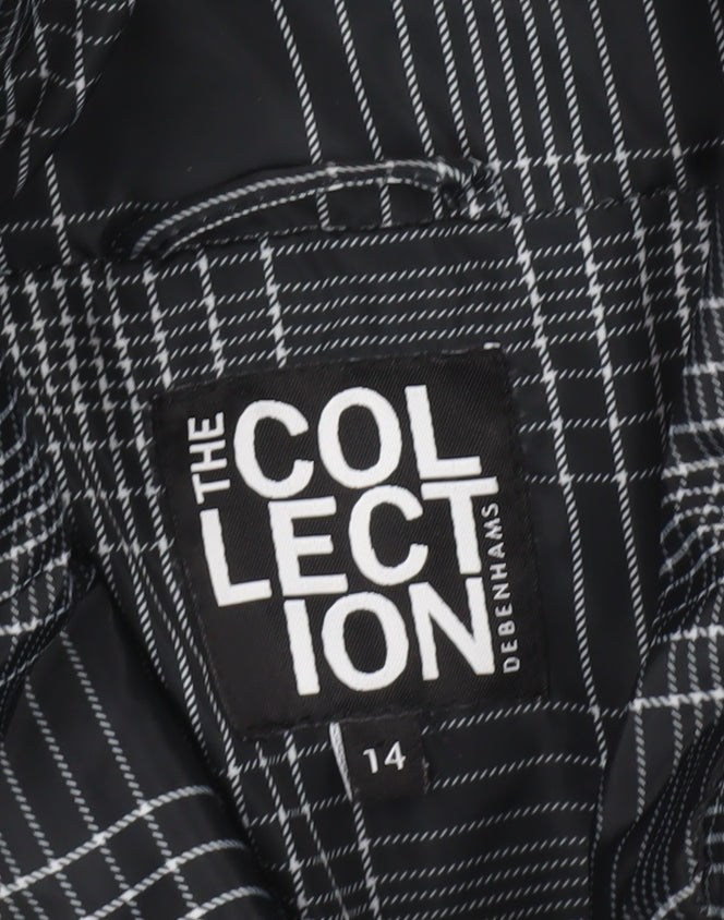 Debenhams Womens Black Check Puffer Jacket Size 14 Winter Coat