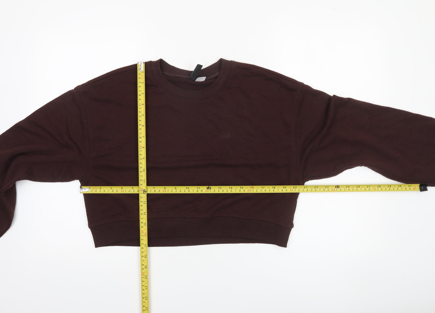 H&M Divided Women Brown Cropped Pullover Sweatshirt Size 12 Cotton Blend