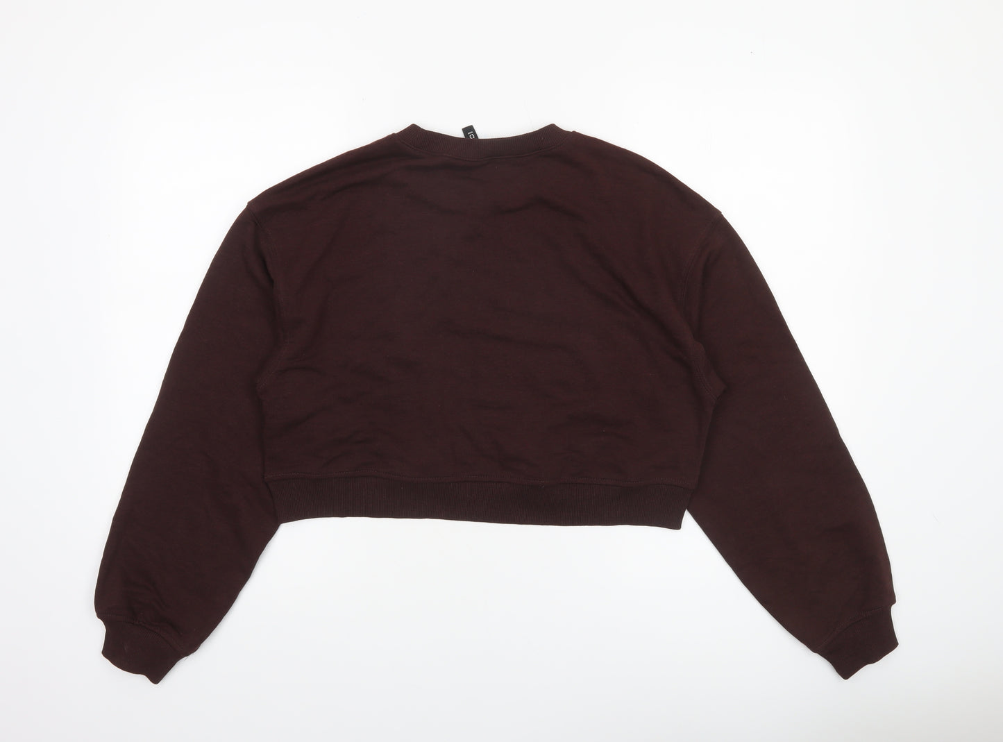 H&M Divided Women Brown Cropped Pullover Sweatshirt Size 12 Cotton Blend