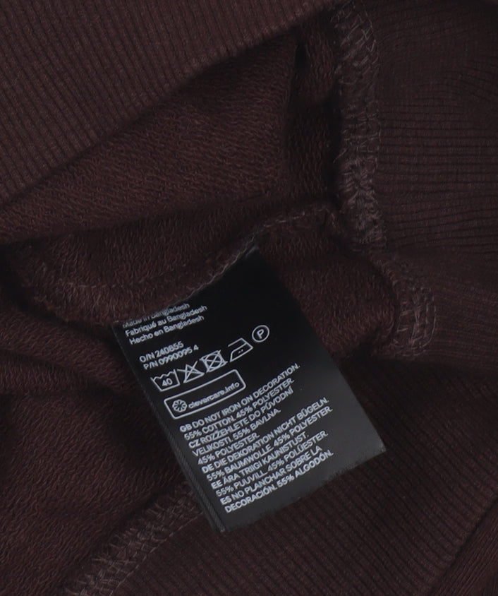 H&M Divided Women Brown Cropped Pullover Sweatshirt Size 12 Cotton Blend