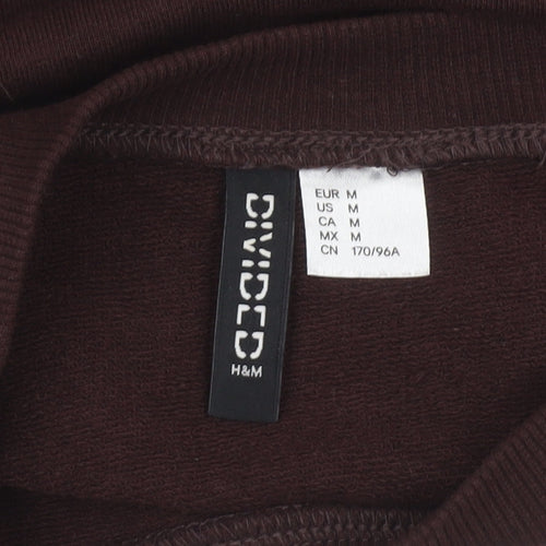 H&M Divided Women Brown Cropped Pullover Sweatshirt Size 12 Cotton Blend