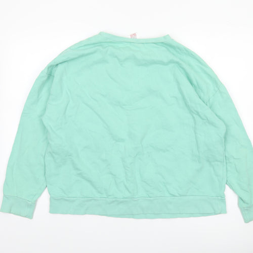 Disney Women Mint Green Minnie Mouse Leopard Print Sweatshirt Size 16-18