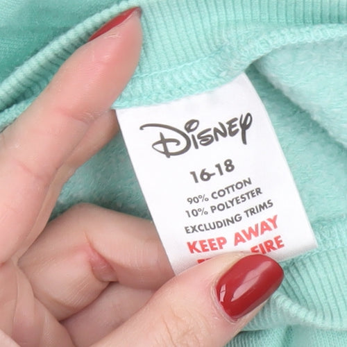 Disney Women Mint Green Minnie Mouse Leopard Print Sweatshirt Size 16-18