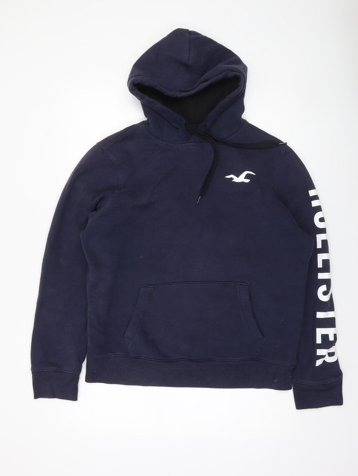 Hollister Men’s Blue Pullover Hoodie L Logo Fleece Sweatshirt