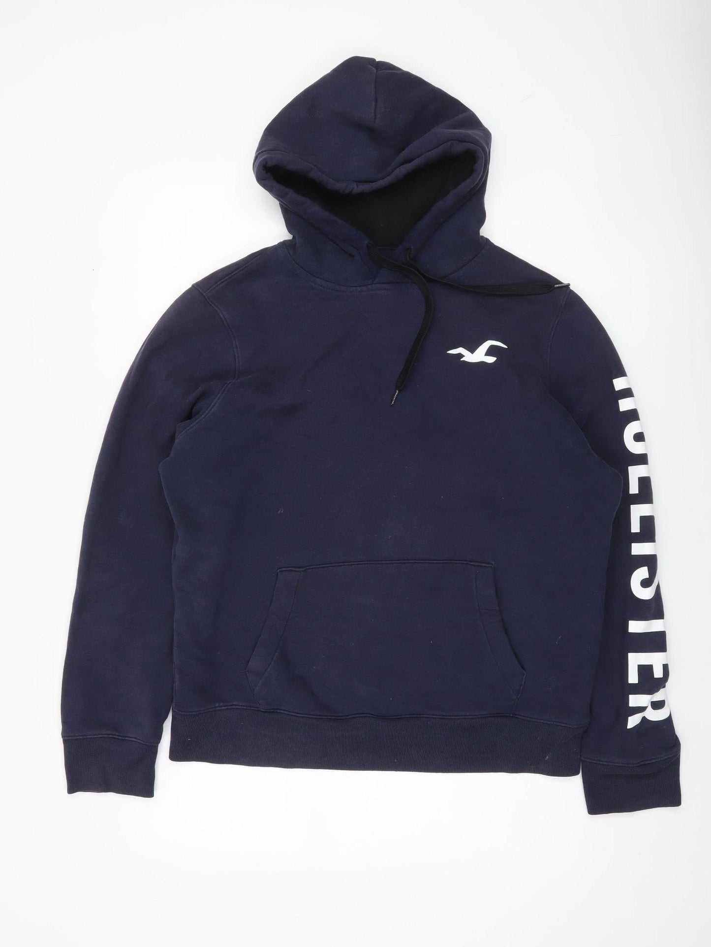 Hollister Men’s Blue Pullover Hoodie L Logo Fleece Sweatshirt